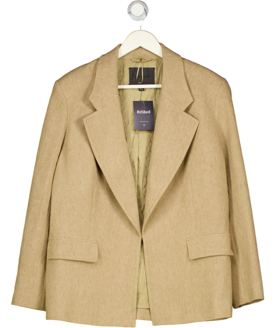 M&S Beige Autograph  Flax Linen Blend Relaxed Textured Blazer UK 12