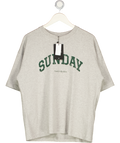 4th & Reckless Scarlett Grey Sunday Distressed Slogan Oversized T-shirt UK S