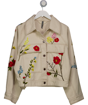 anthropologie Cream Floral Embroidered Jacket UK S