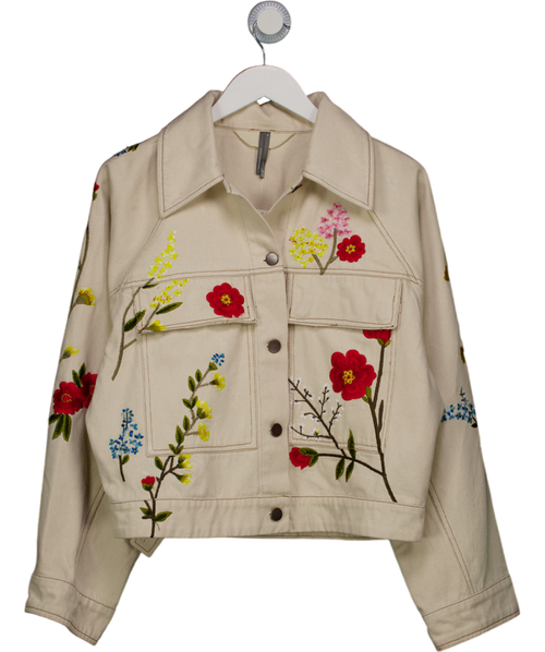 anthropologie Cream Floral Embroidered Jacket UK S