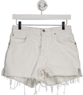 7 For All Mankind White Denim Distressed Shorts W27