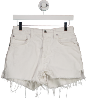 7 For All Mankind White Denim Distressed Shorts W27