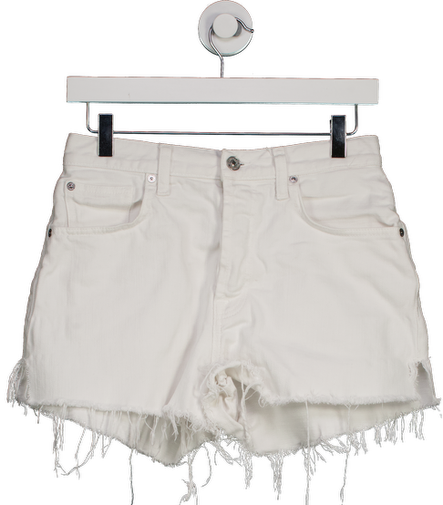 7 For All Mankind White Denim Distressed Shorts W27