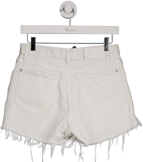 7 For All Mankind White Denim Distressed Shorts W27