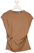 Mint Velvet Brown Gathered Detail T-shirt UK S