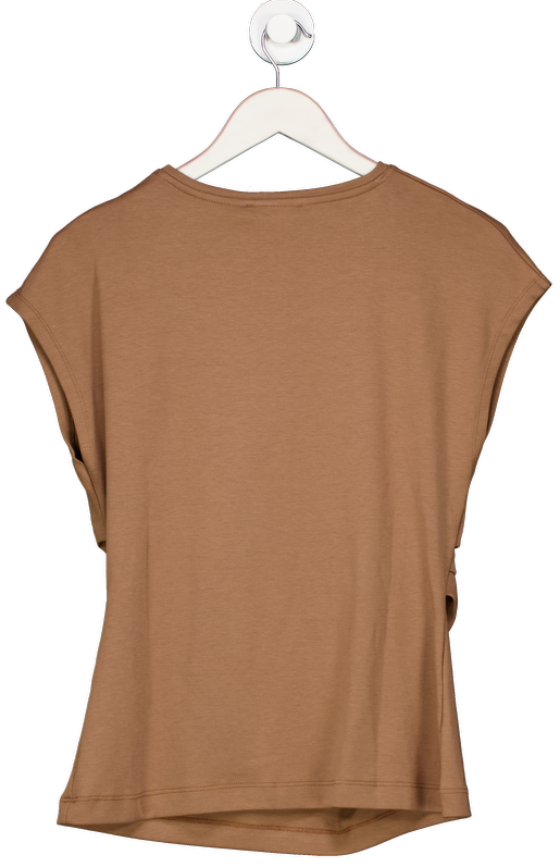 Mint Velvet Brown Gathered Detail T-shirt UK S