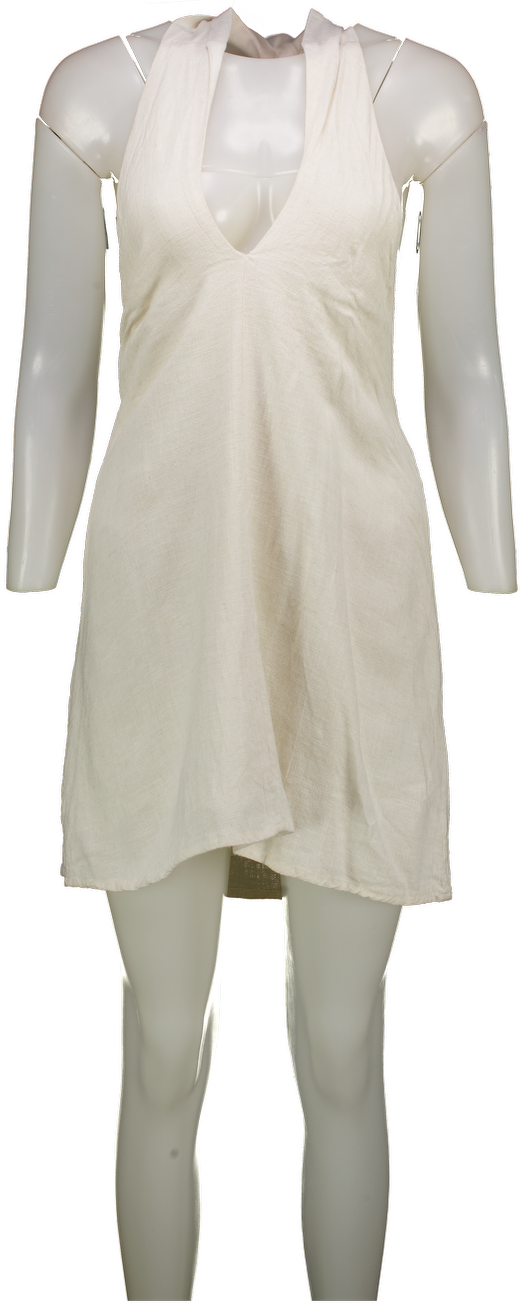 PRETTY LAVISH Beige Halter Neck Backless Mini Dress UK 8