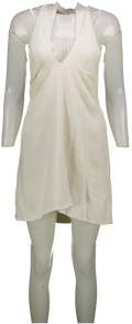 PRETTY LAVISH Beige Halter Neck Backless Mini Dress UK 8
