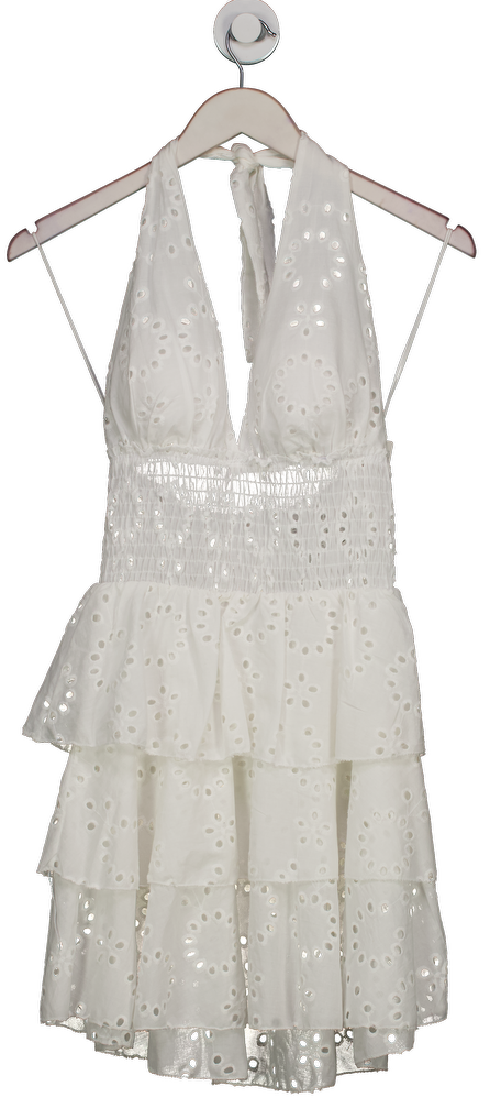 The style White Anglais Halter Neck Mini Dress One Size