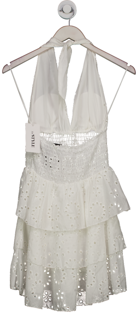 The style White Anglais Halter Neck Mini Dress One Size