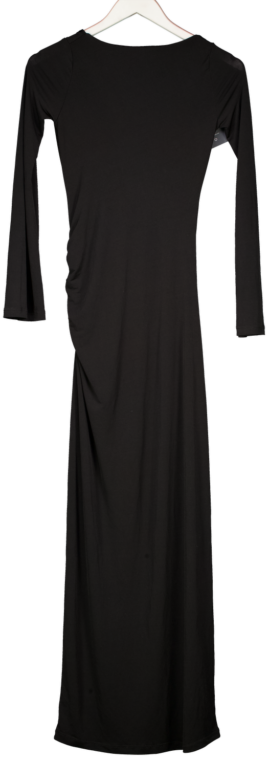 PRETTY LAVISH Black Bell Sleeve Slash Neck Maxi Dress UK 8