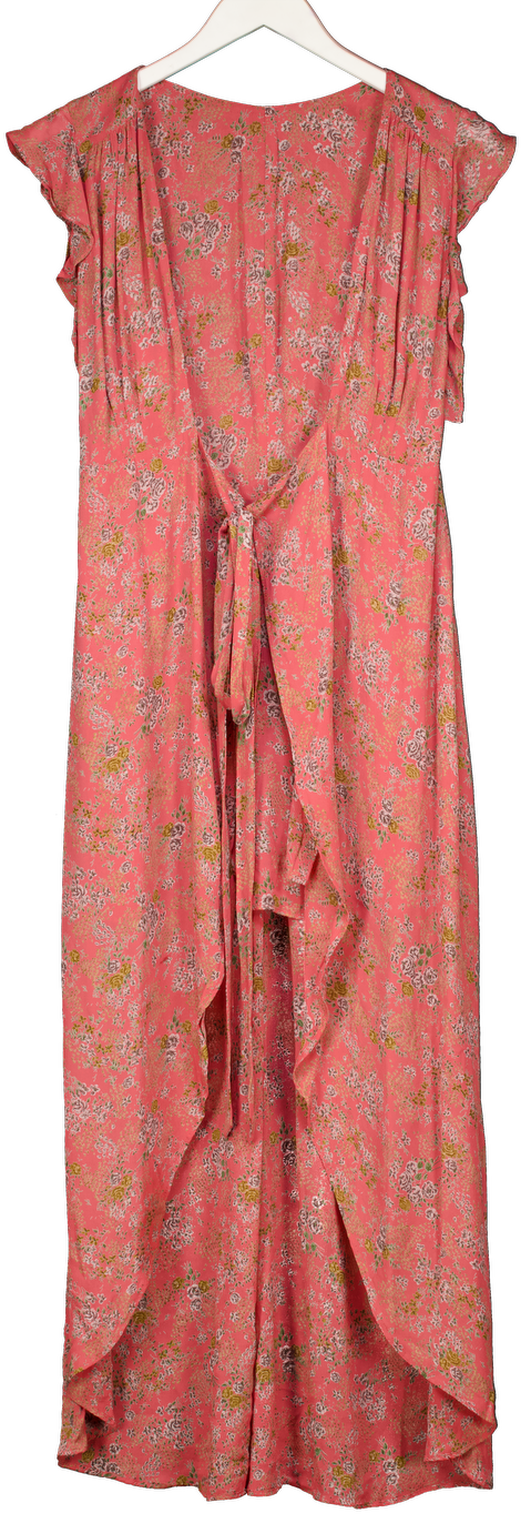 Reformation Red Haven Floral Wrap Maxi Dress UK XS