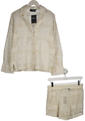 The Couture Club Cream Textured Crochet Shirt And Short UK 8
