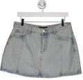 White Fox Blue Light Wash Panelled Mini Skirt UK L