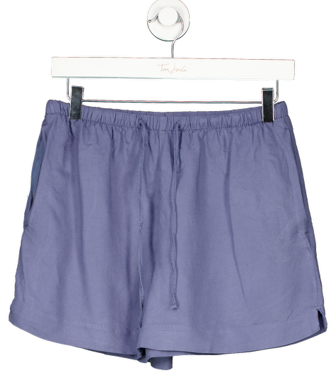 H&M Blue Linen-blend Drawstring Shorts UK XS