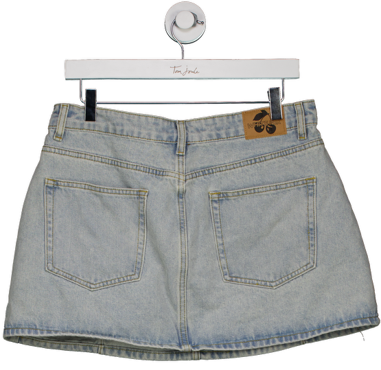 White Fox Blue Light Wash Panelled Mini Skirt UK L