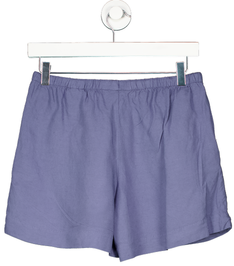 H&M Blue Linen-blend Drawstring Shorts UK XS