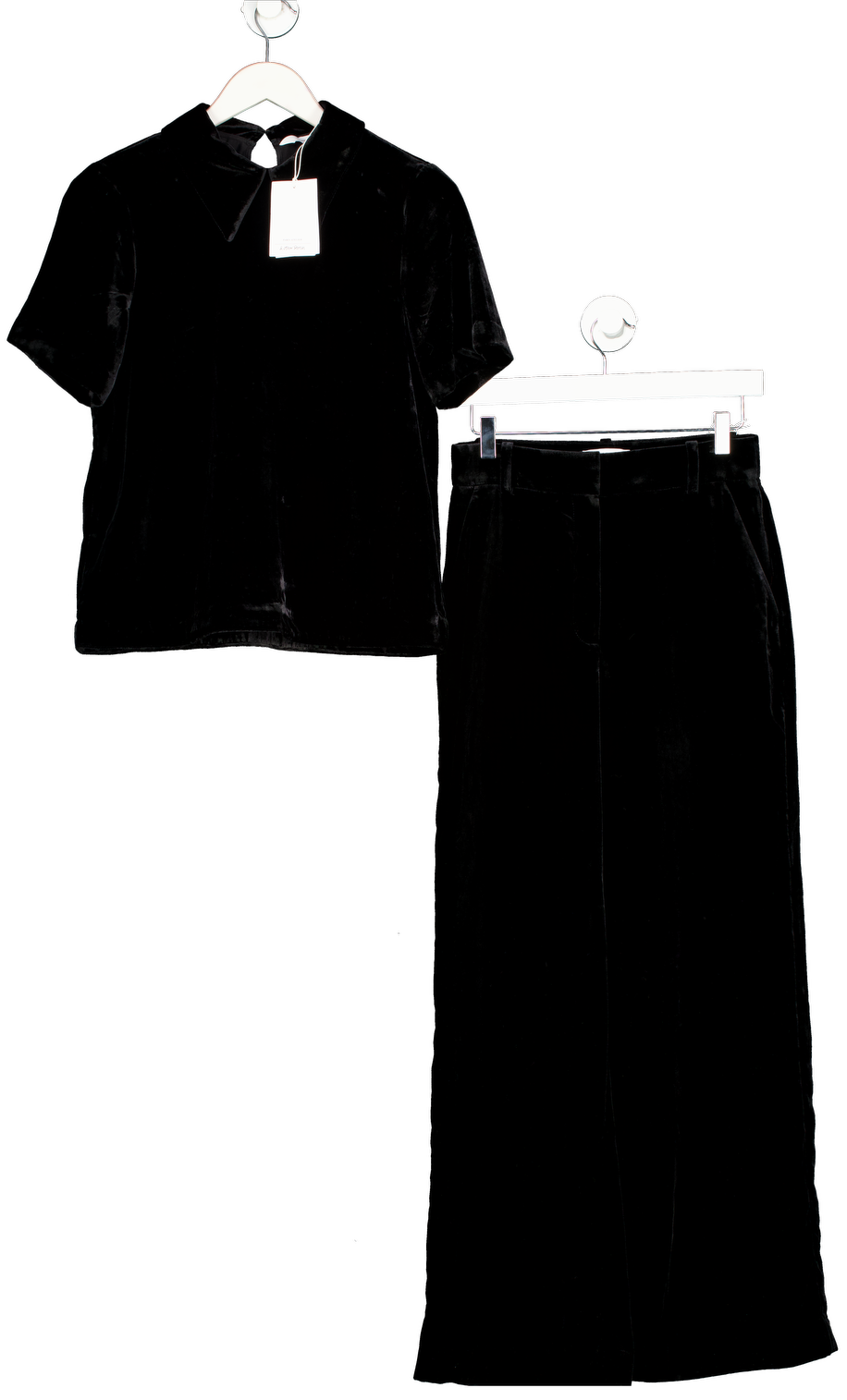 & Other Stories 2-piece Black Velvet Top & Straight-leg Trousers set UK 8