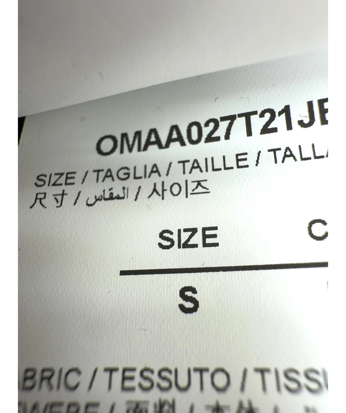Off-White Black Dubai Local Store Garment T-Shirt, size UK S — care label