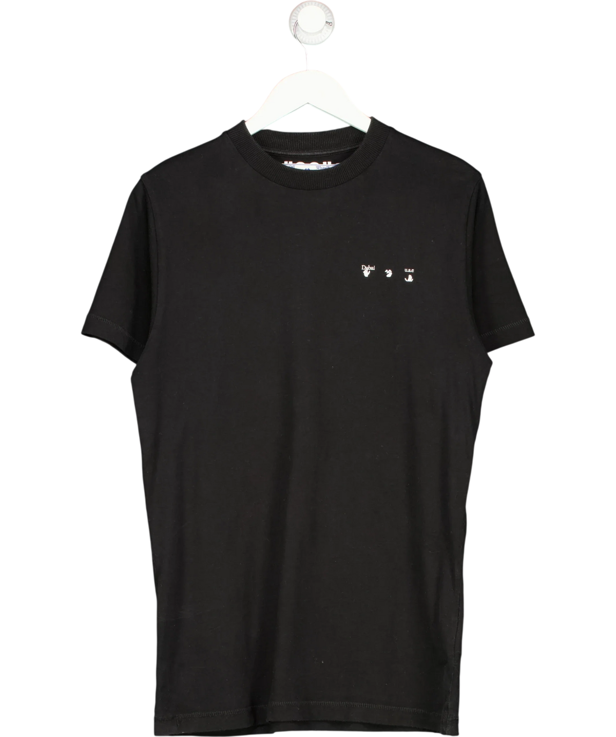Off-White Black Dubai Local Store Garment T-Shirt, size UK S — front