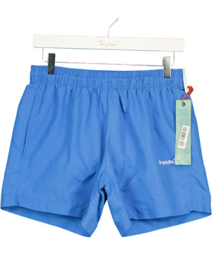 Off-White Blue and White Swim Shorts UK S