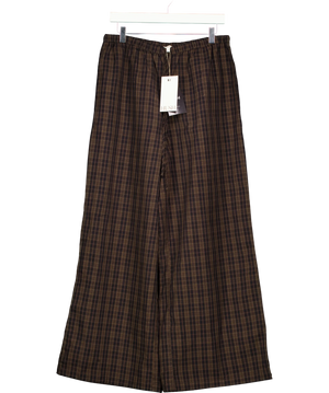 Hush Bernie Check Wide Leg Trouser Brown  UK M