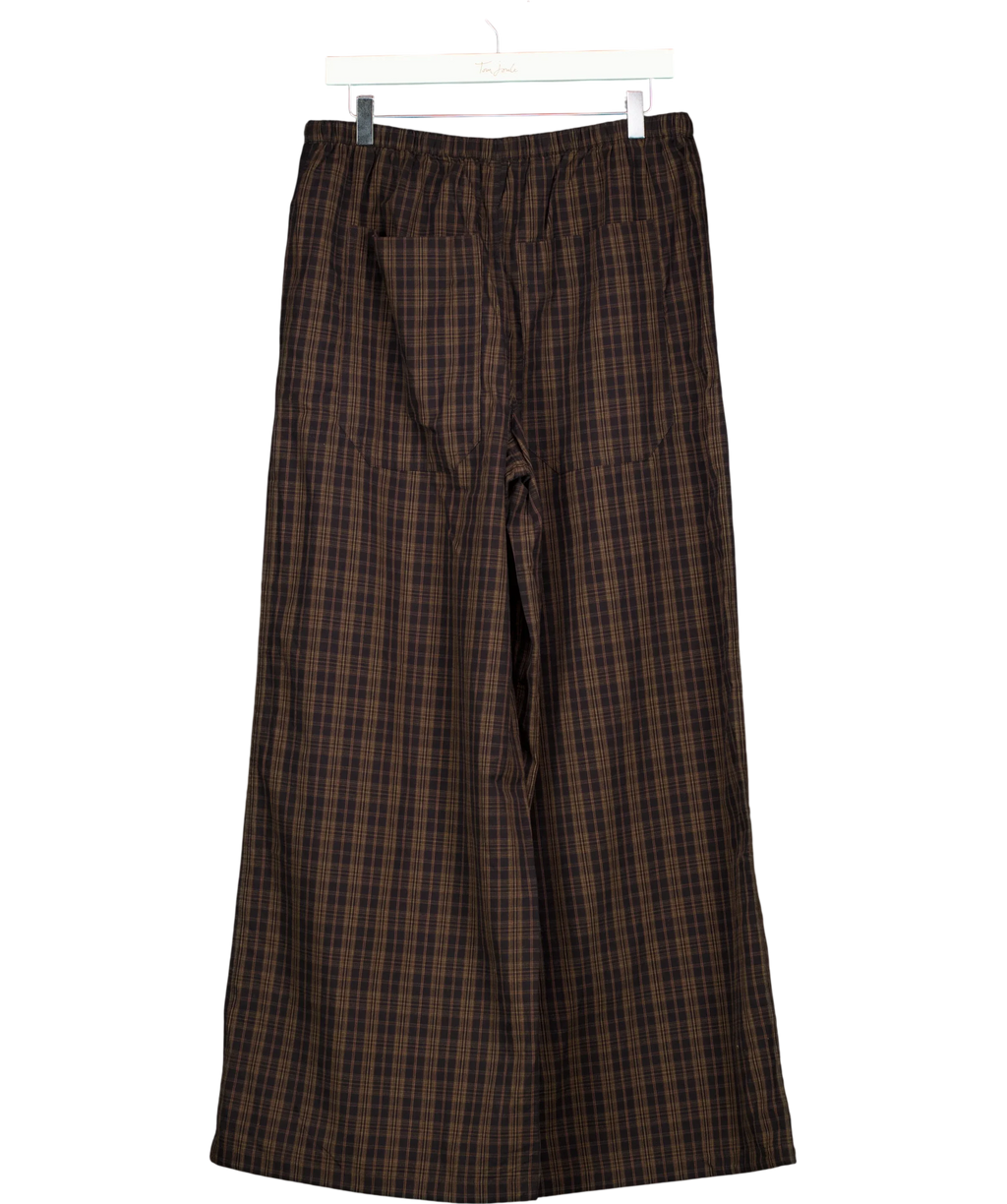 Hush dark brown Bernie Check Wide Leg Cotton Blend Trouser, size UK M — back