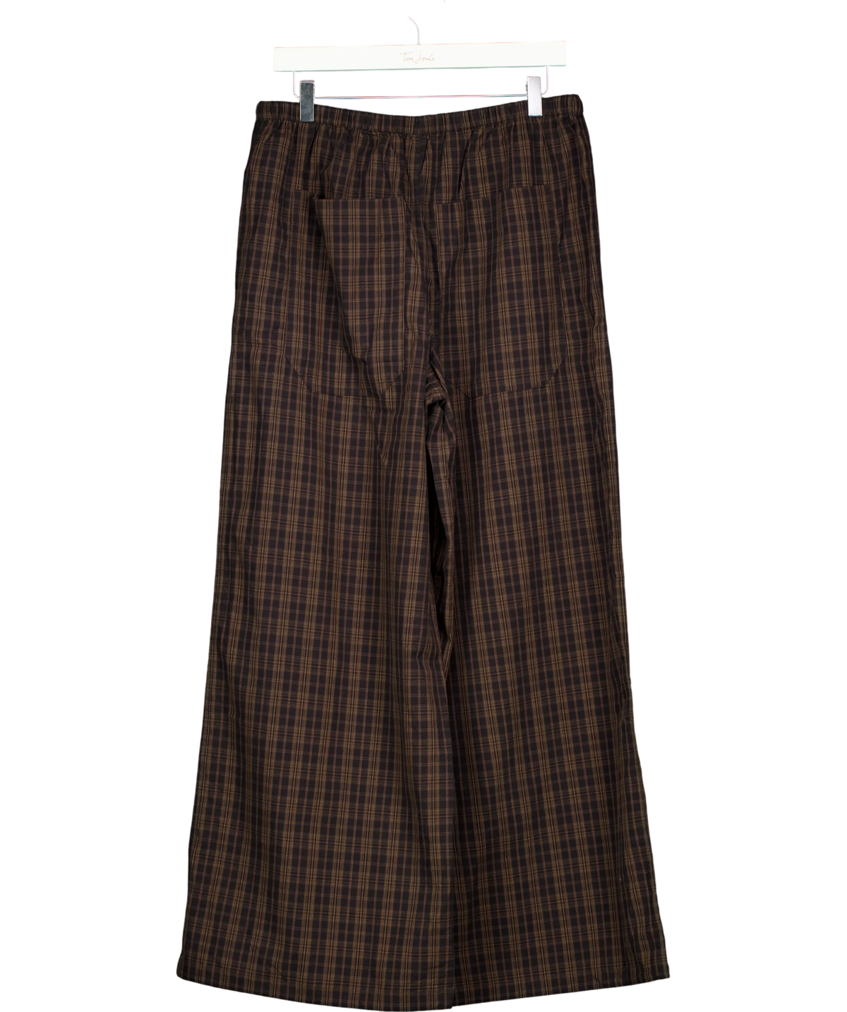 Hush dark brown Bernie Check Wide Leg Cotton Blend Trouser, size UK M — back