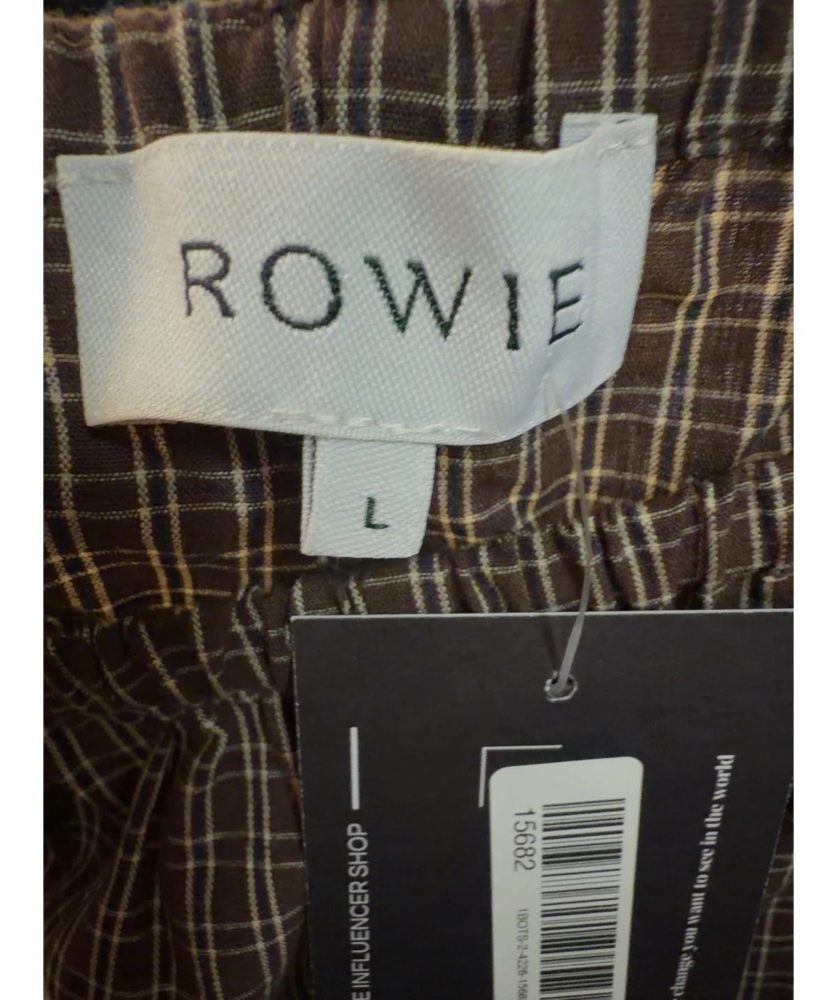 ROWIE Brown Gabe Lounge Pants, size UK L — care label