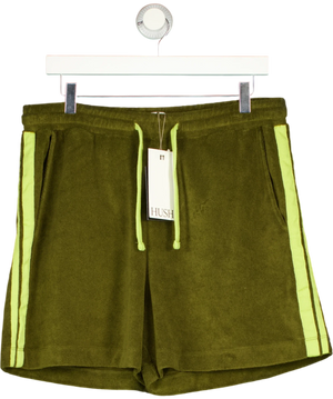 Hush Mavis Towelling Pull On Shorts Green and Yellow UK M