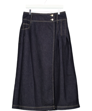 Damson Madder Blue Denim Midi Skirt UK 12