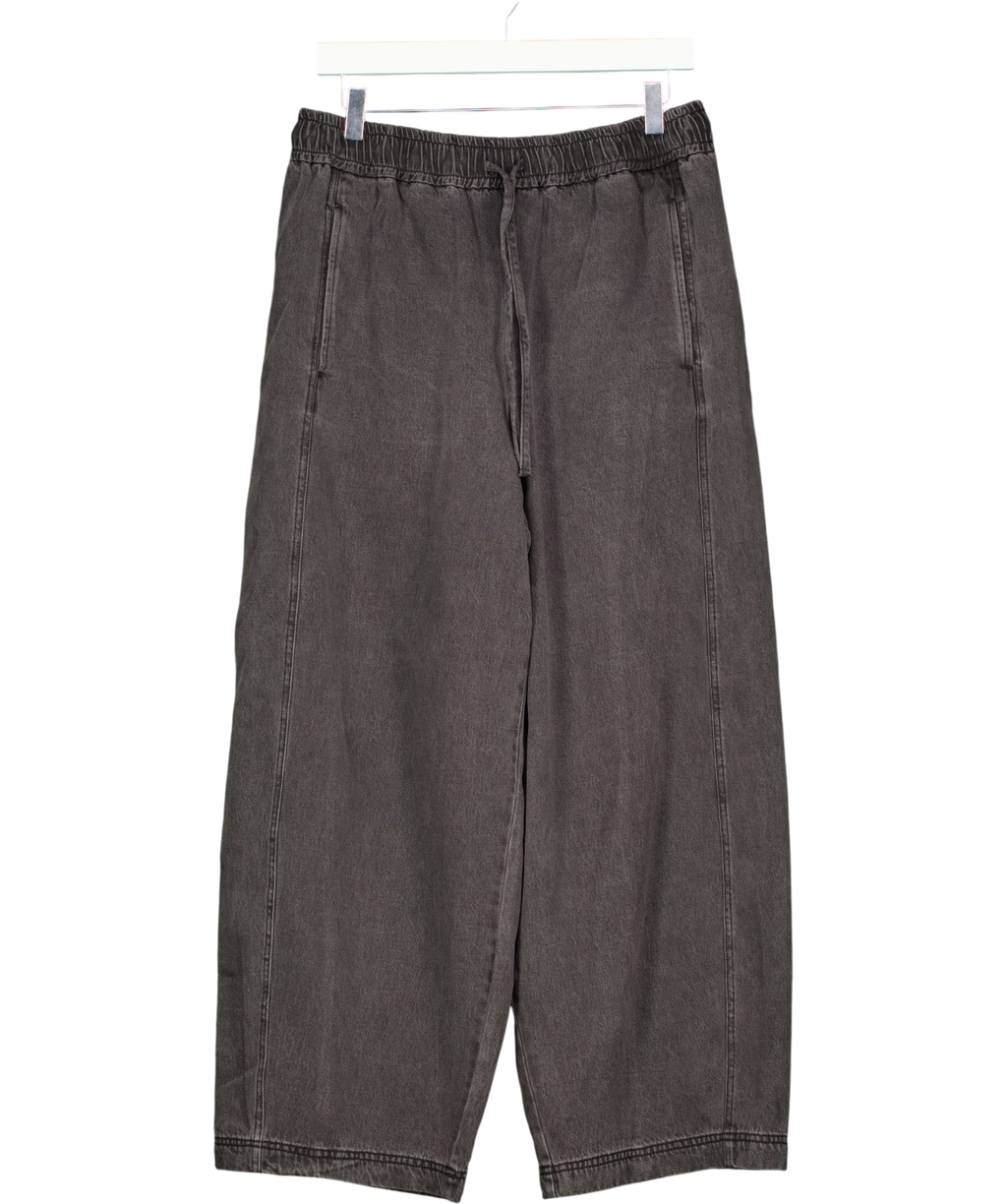 Whistles Black Washed Black Denim Casual Drawstring Barrel Trouser, size UK 12 — front