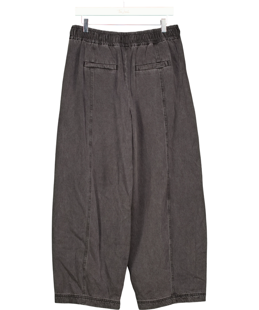 Whistles Black Washed Black Denim Casual Drawstring Barrel Trouser, size UK 12 — back