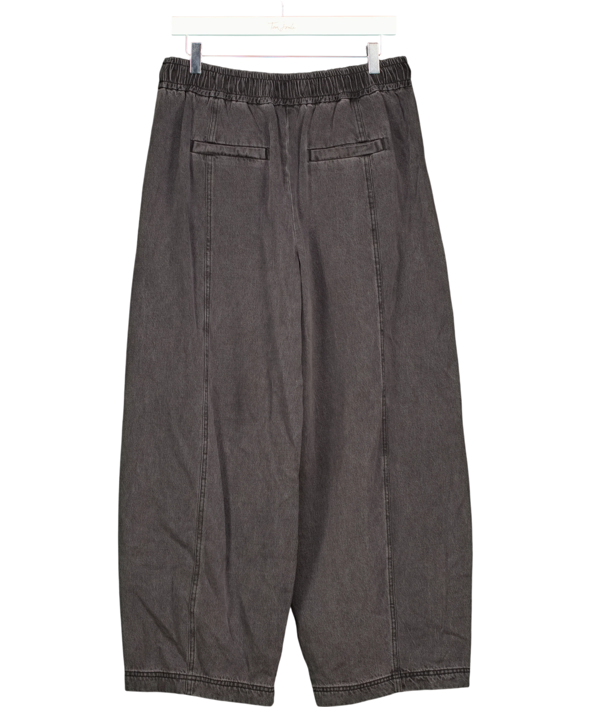 Whistles Black Washed Black Denim Casual Drawstring Barrel Trouser, size UK 12 — back