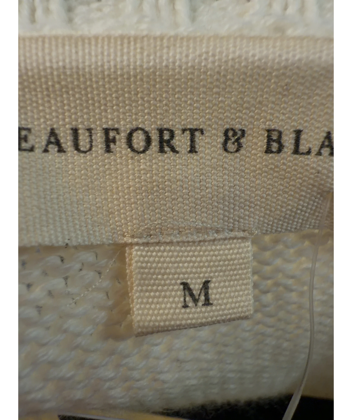 Beaufort & Blake Cream Colour, size UK M — care label