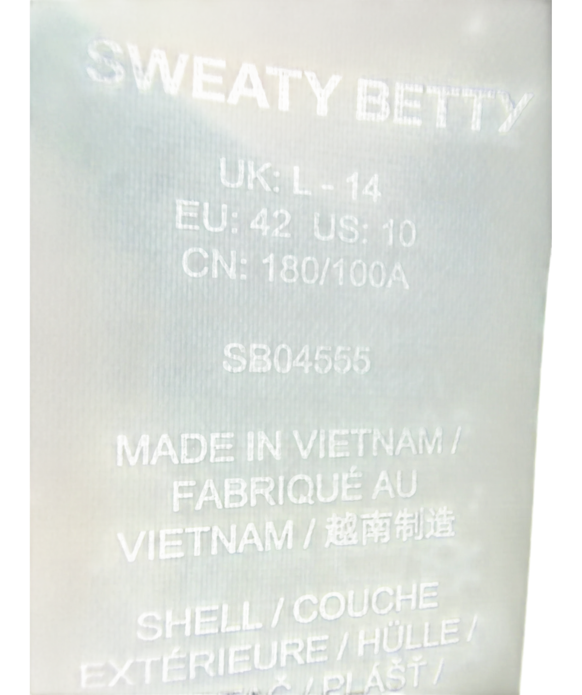 Sweaty Betty Grey Sand Wash CloudWeight Tee, size UK L — fabric detail