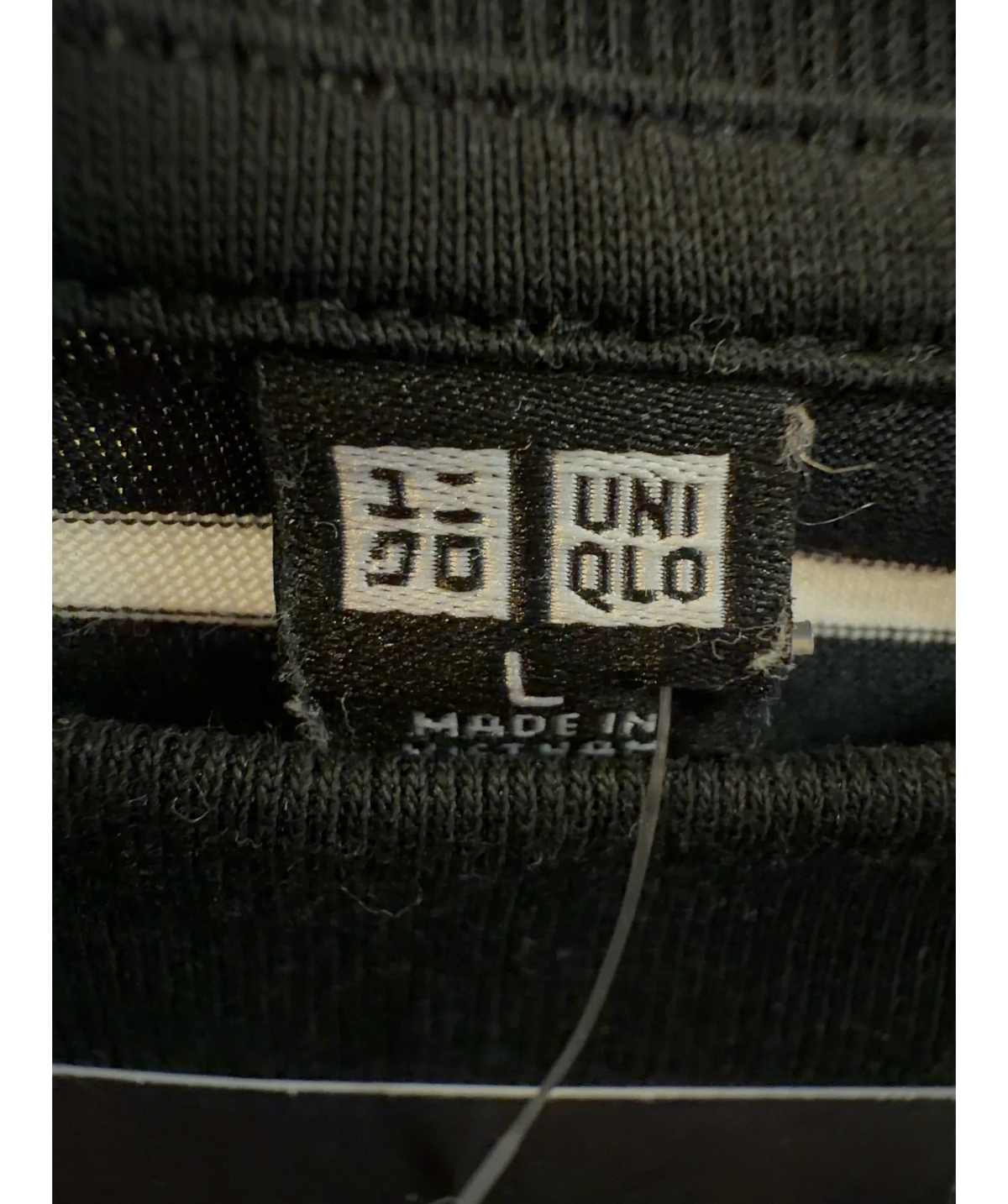 Uniqlo Black Women's AIRism Cotton T-Shirt (Striped), size UK L — care label