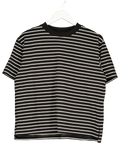 Uniqlo Black Women's AIRism Cotton T-Shirt (Striped), size UK L — front