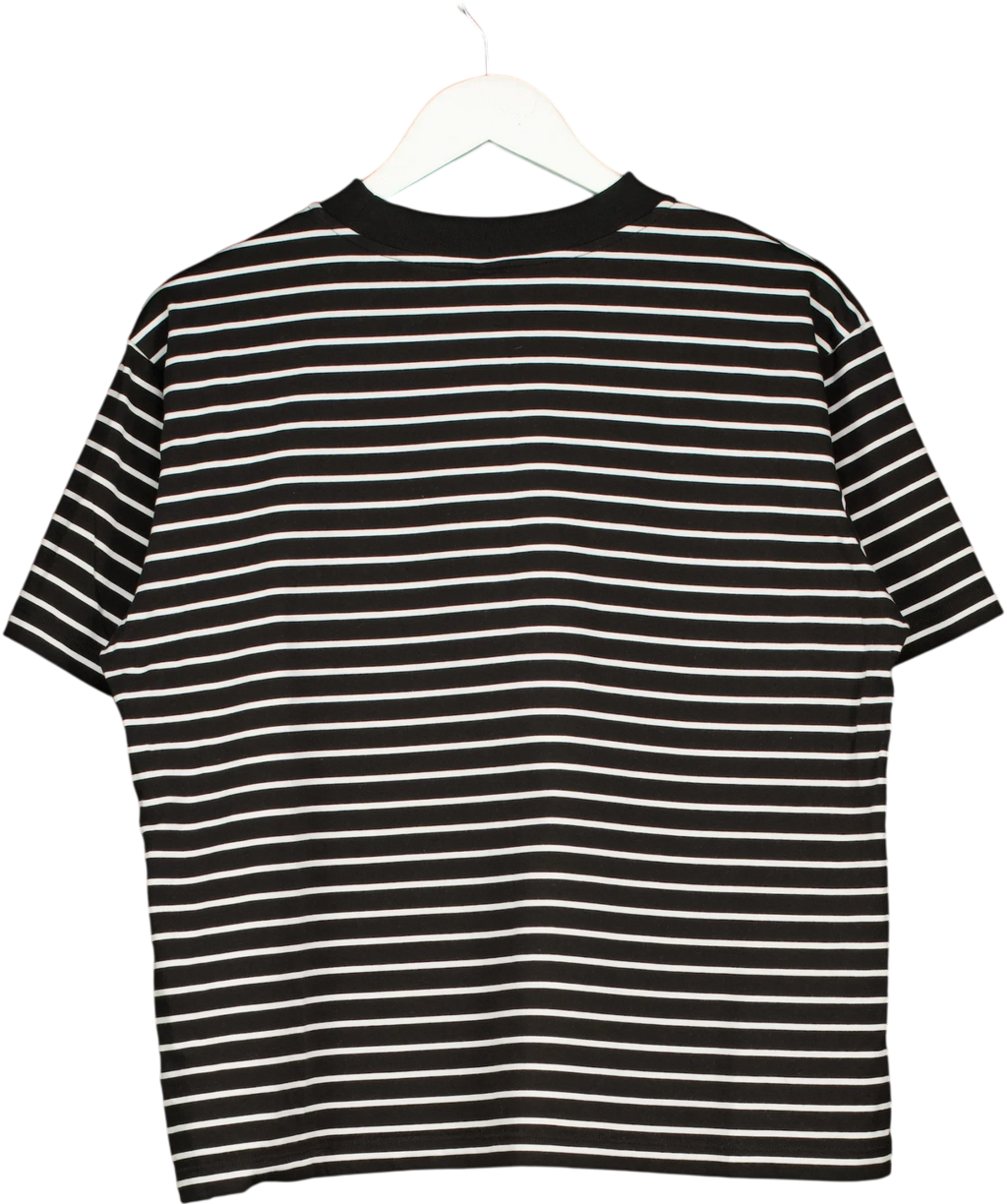 Uniqlo Black Women's AIRism Cotton T-Shirt (Striped), size UK L — back