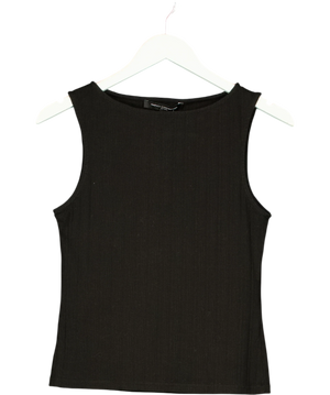 French Connection Black Ribbed Tank Top UK M