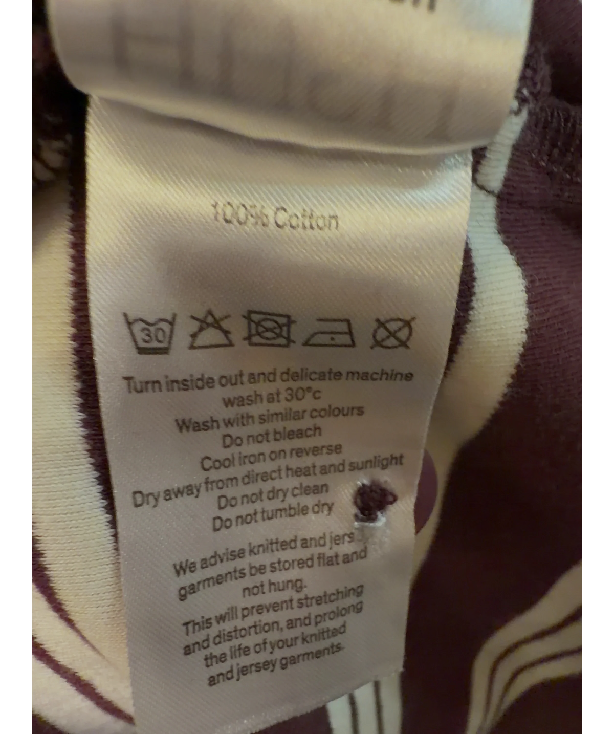 Hush Cream Colour, size UK M/L — label