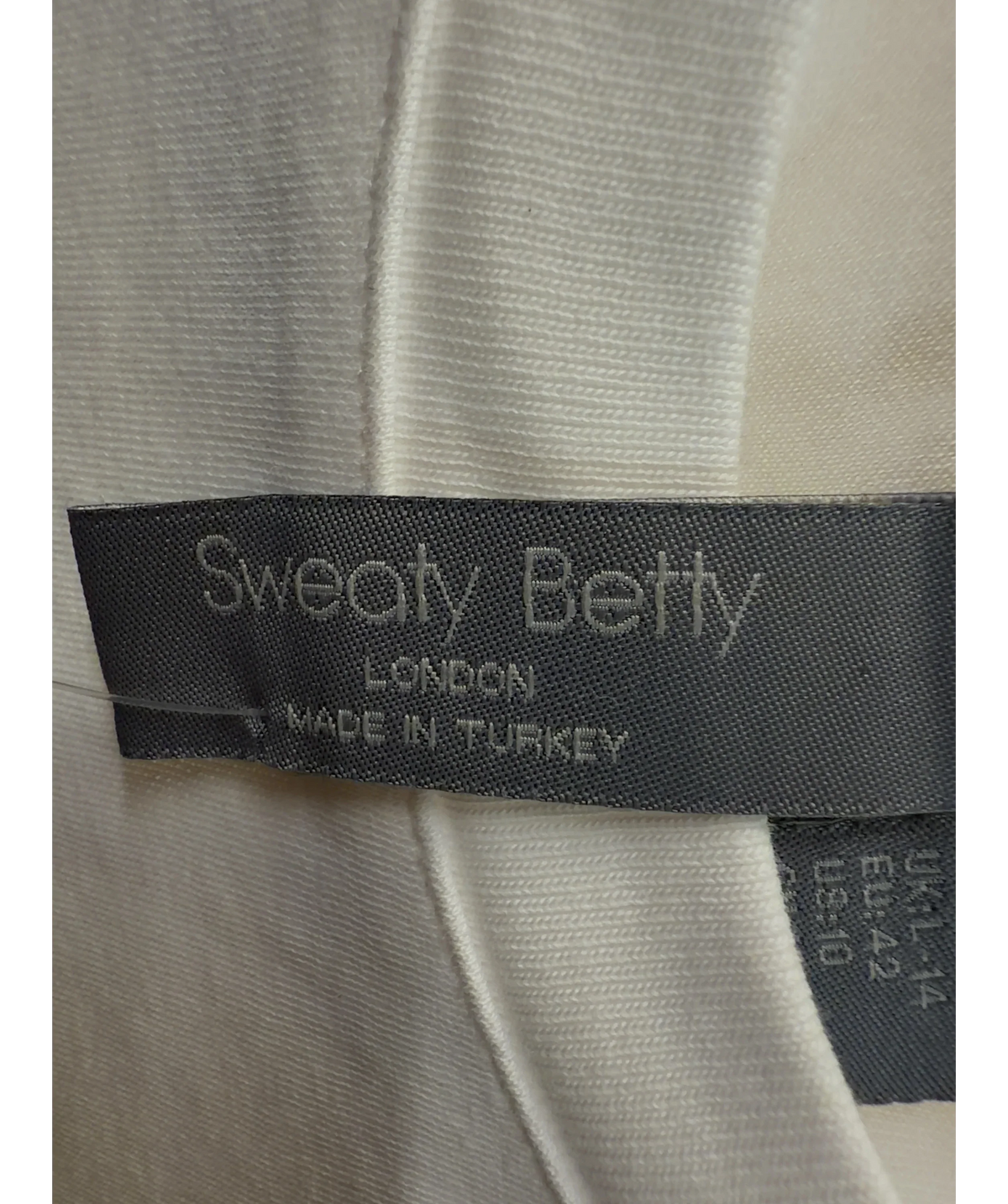 Sweaty Betty White Elevated Cotton Boxy T-Shirt, size UK 14 — detail