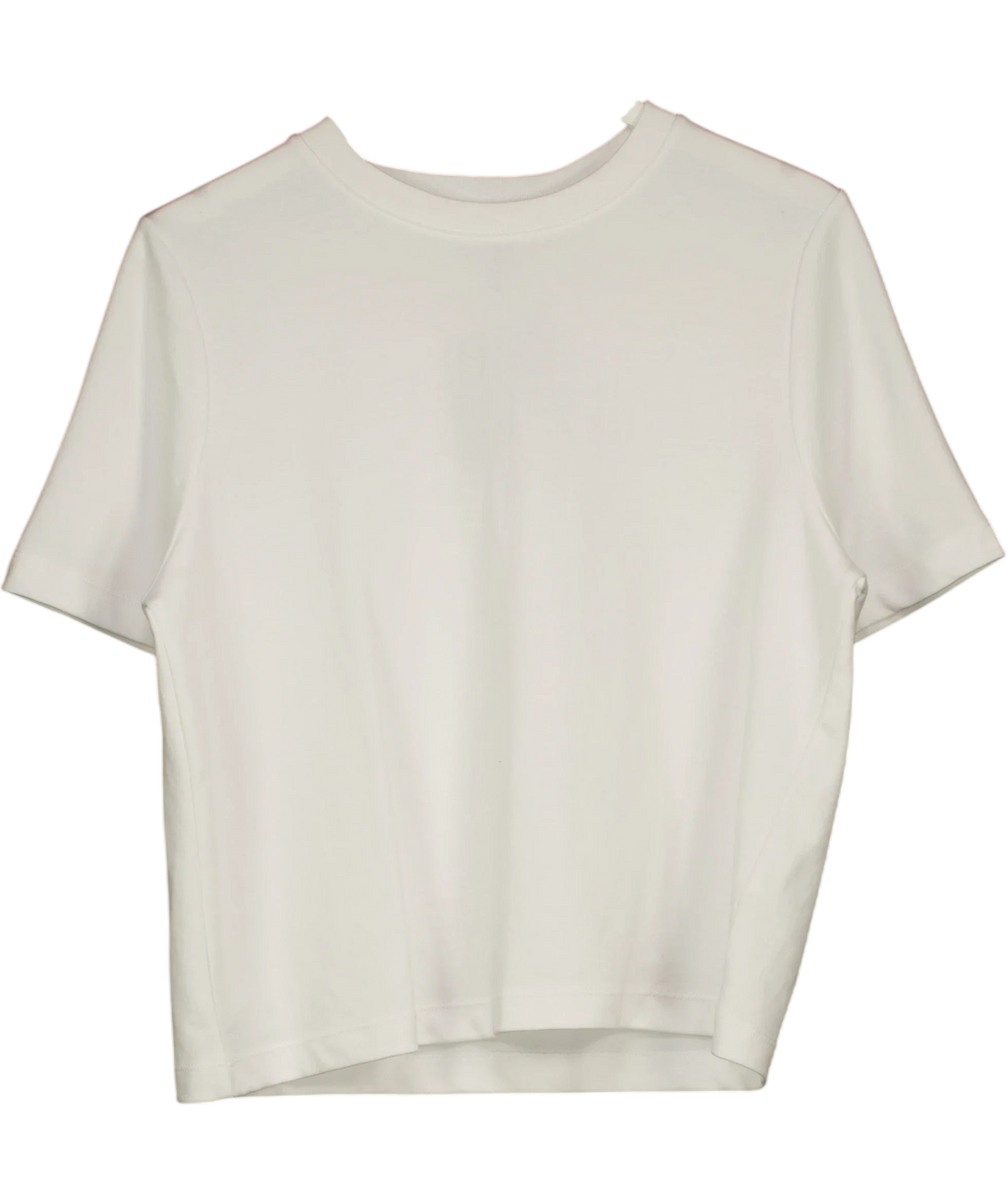 Sweaty Betty White Elevated Cotton Boxy T-Shirt, size UK 14 — front