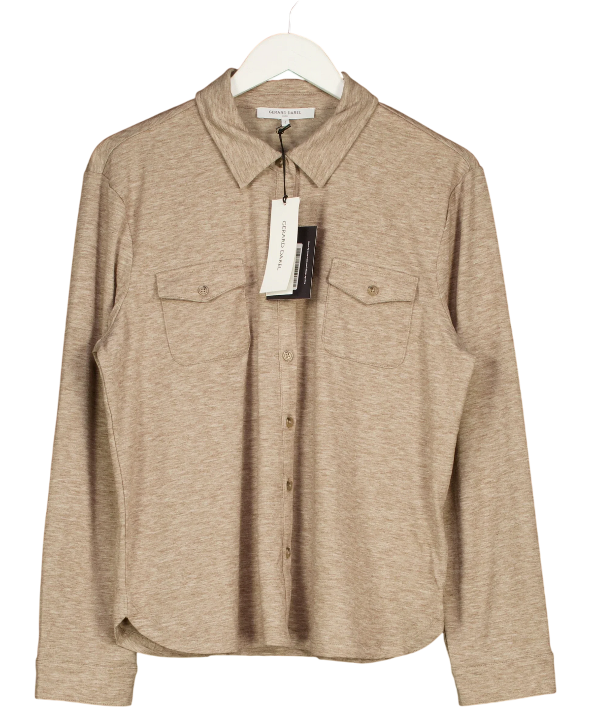 Gerard Darel Beige Jersey Shirt, size UK 12 — front