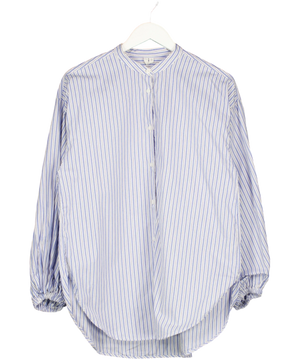 ARKET Blue And White Mandarin Collar Shirt UK 10