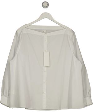 ARKET pure cotton boat neck long sleeve blouse in white UK M