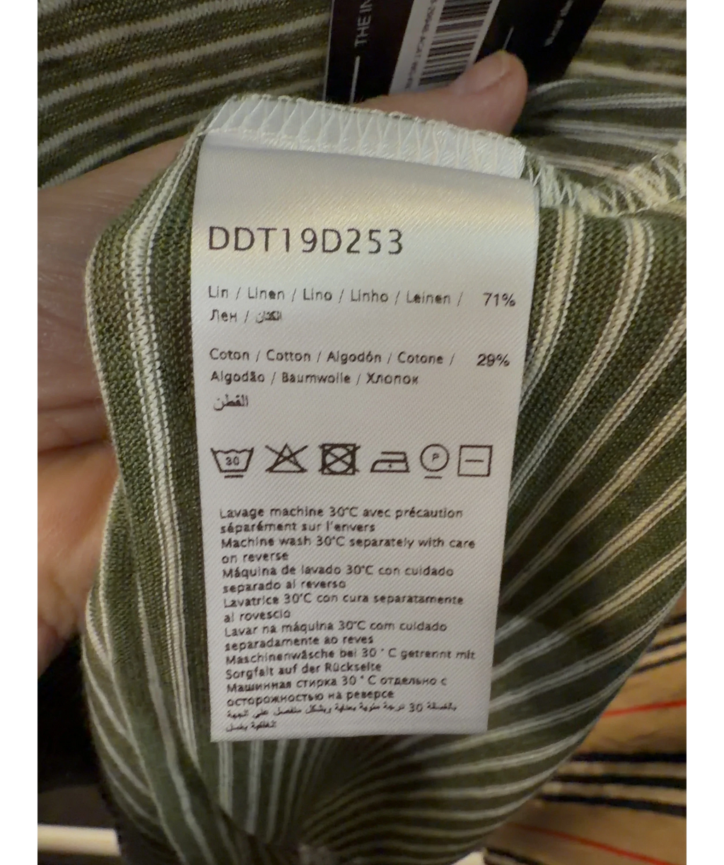 Gerard Darel Green Melva Striped Linen and Cotton T-Shirt, size UK 12 — label