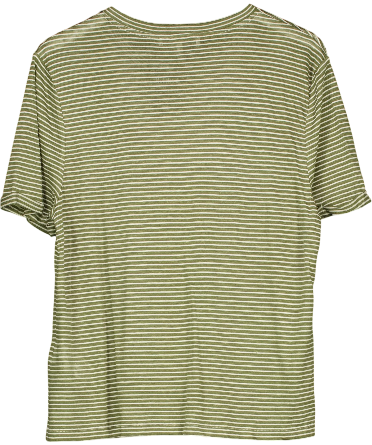 Gerard Darel Green Melva Striped Linen and Cotton T-Shirt, size UK 12 — back