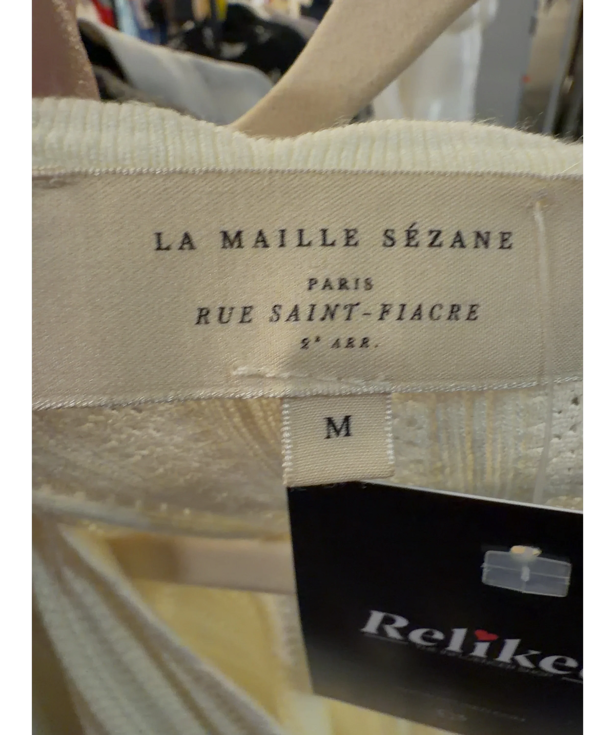 Sézane Cream Cloe Jumper, size UK M — detail