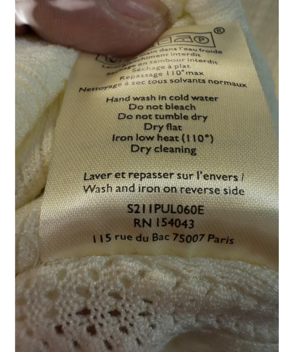 Sézane Cream Cloe Jumper, size UK M — fabric detail